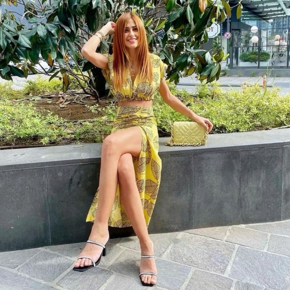 NWT Zara 2 Piece Printed Linen Blend Top & Skirt - Picture 3 of 7